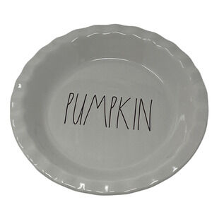 Rae Dunn Artisan Collection Fall White Ceramic PUMPKIN 10 Inch Round Pie Dish